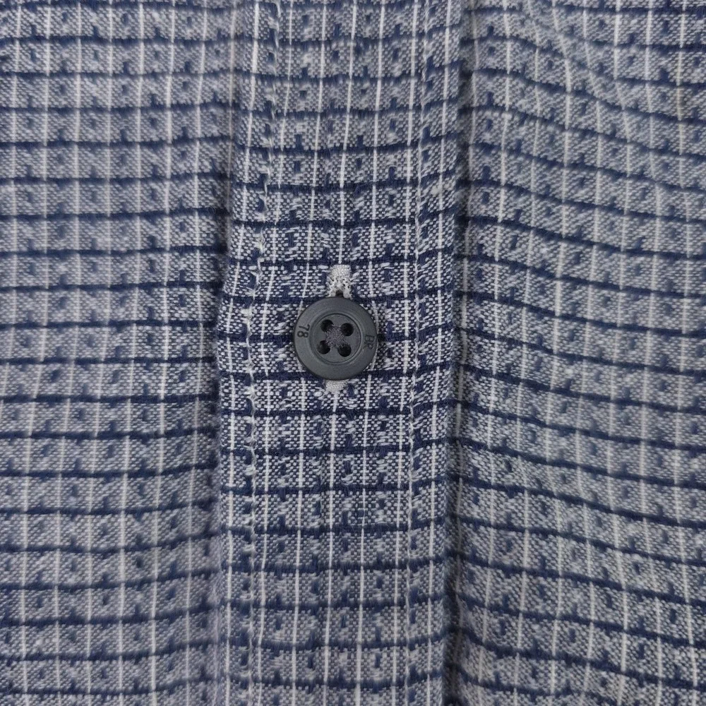Banana Republic Shirt Mens Large Blue Camden Fit Linen Long Sleeve Button Down